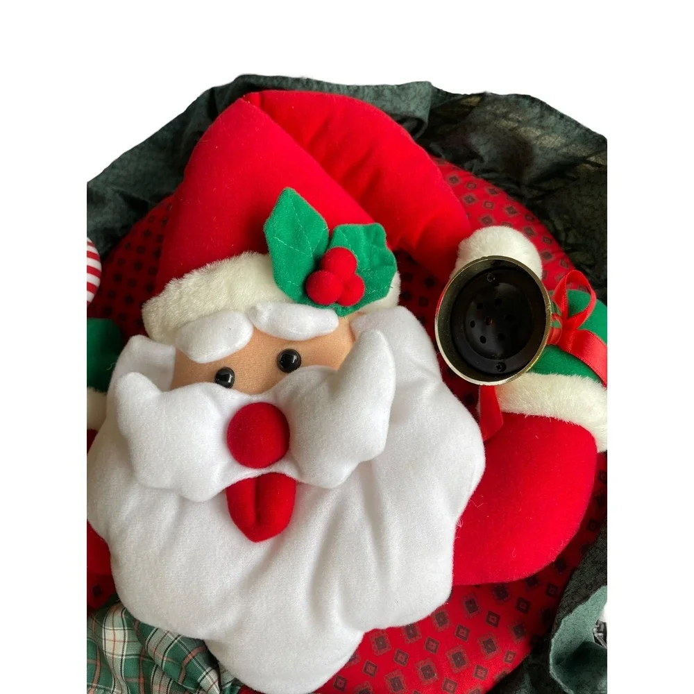 Vintage Christmas Santa Wreath Decoration Candy Cane Holiday Decor Light & Sound